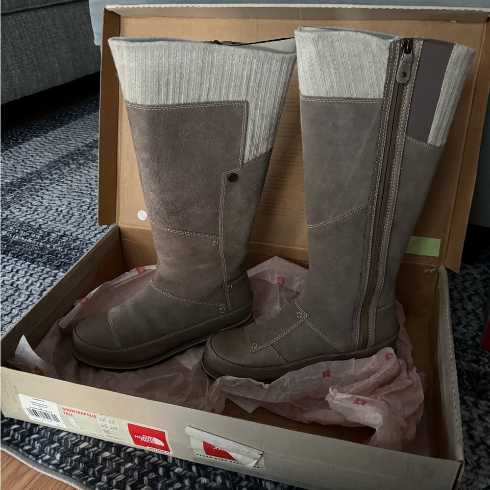 The North Face Brown and Cream Winter Boots